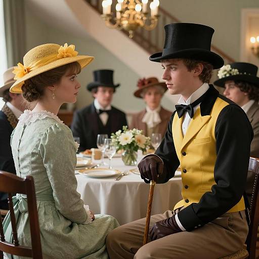 Elegant Formal Gathering in Period Clothing