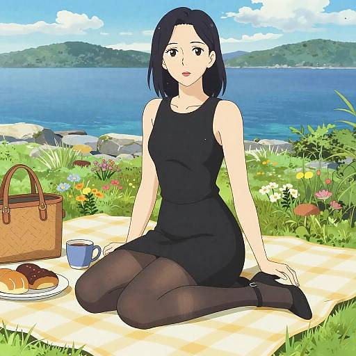 Chic Seaside Woman in Kyoto Style