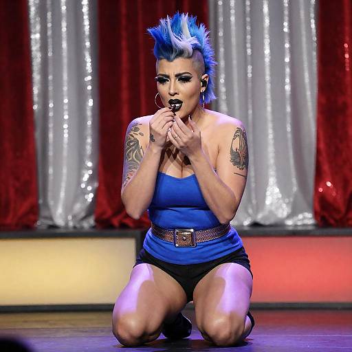 Dynamic Stage Portrait of a Bold Performer