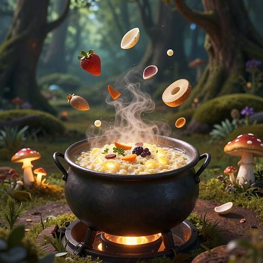 Magical Forest Kitchen with Glowing Brei