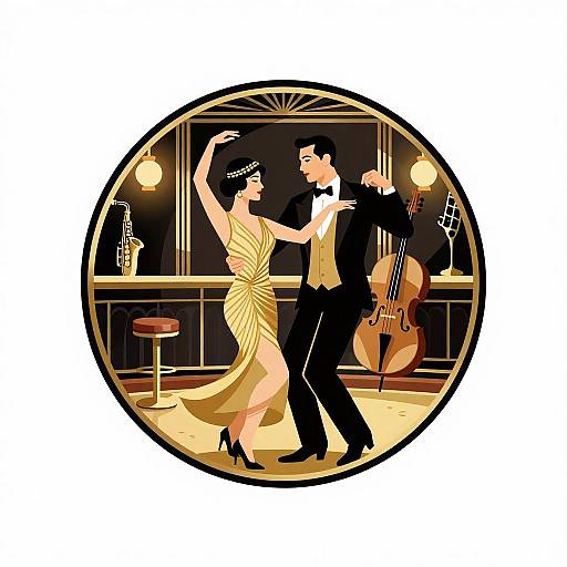 1920s Jazz Duo Speakeasy T-Shirt Design