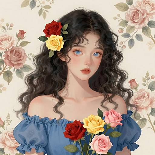 Serene Floral Portrait of a Young Woman