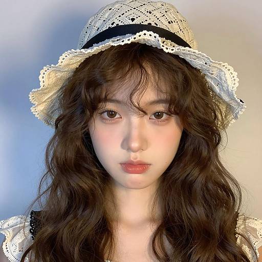 Young Woman in White Lace Hat