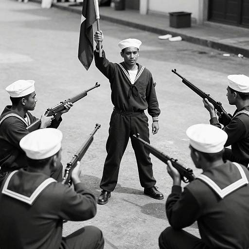 Sailors Forming a Circle in Shadows