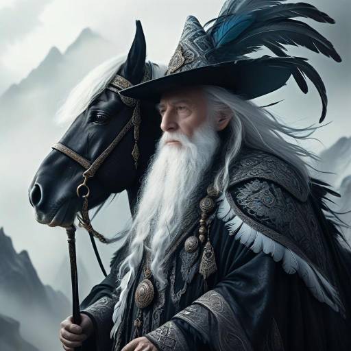 Elderly Wizard on a Majestic Steed