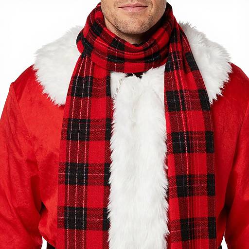 Male Santa Claus Outfit with Plaid Scarf