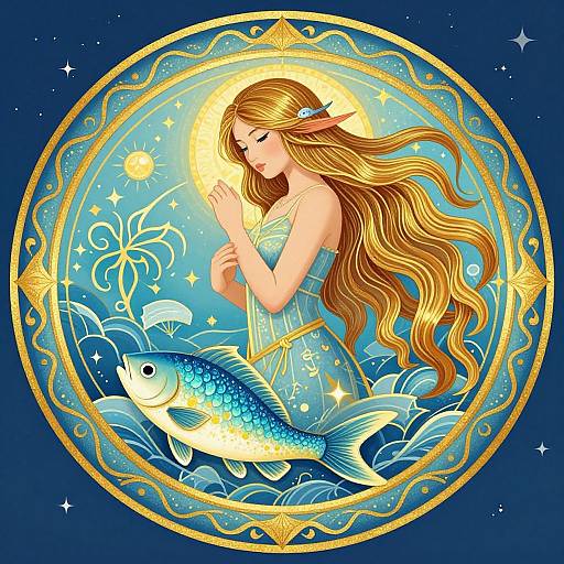 Intricate Pisces Zodiac Illustration