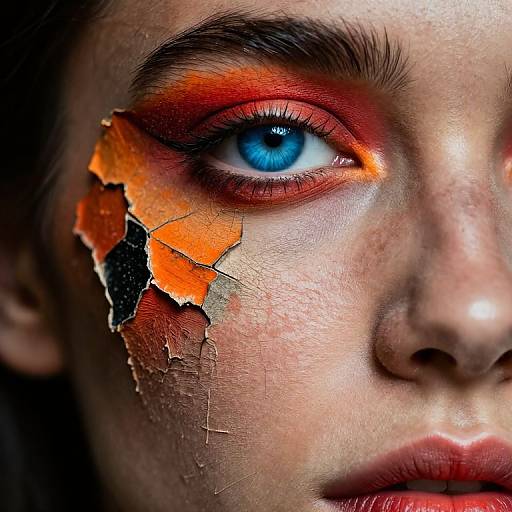 Vivid Blue Eye with Cracked Colors