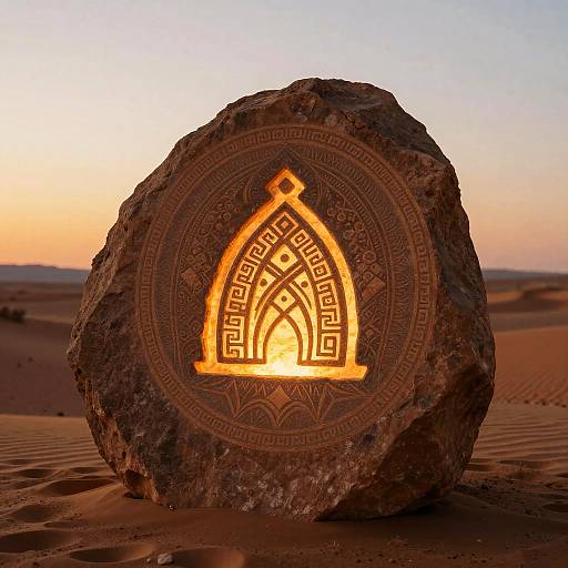 Glowing Zia Symbol at Desert Sunset