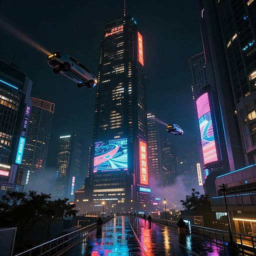 Futuristic Cyberpunk Cityscape at Night