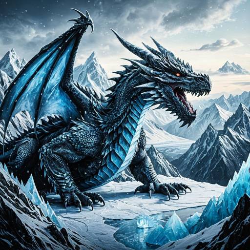 Frost Dragon Amidst Icy Mountains Frost Dragon Amidst Icy Mountains