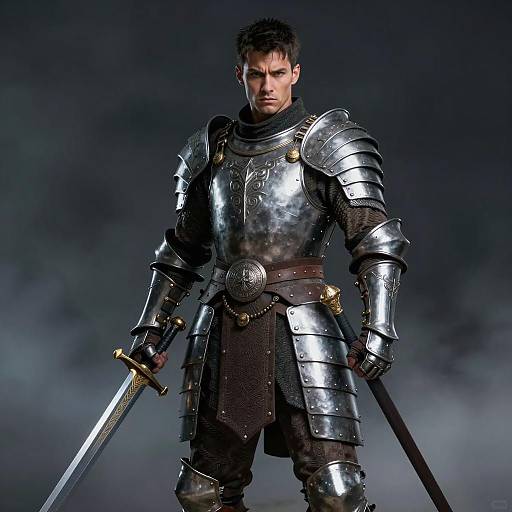 Heroic Warrior in Mystical Fog