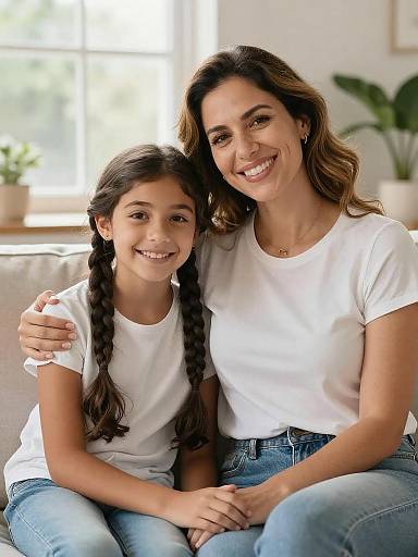 Cozy Latina Mother and Daughter Portrait