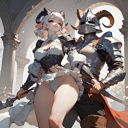 Horned Sheep Warrior in Plate Armor