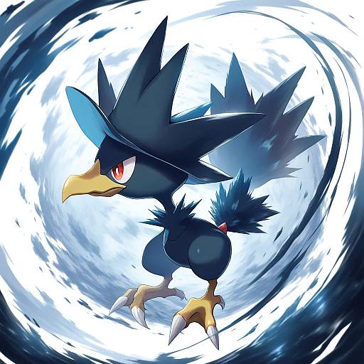 Illustration of Murkrow, pokemon in the style of Akkijin