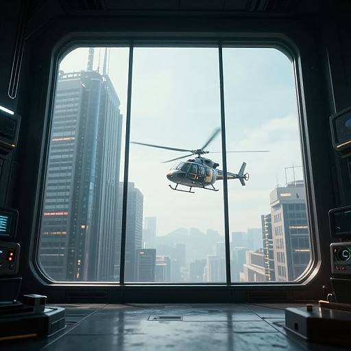 Cyberpunk Skyscraper Room View