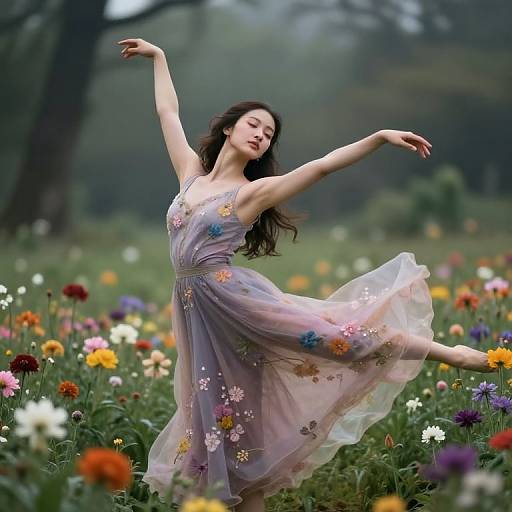 Ethereal Floral Serenity and Introspection