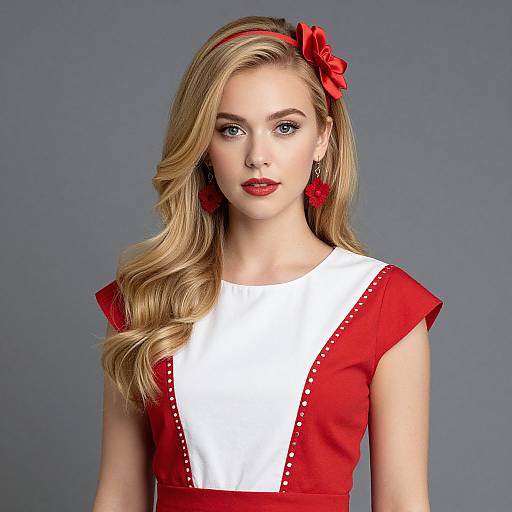 Blonde Woman in Floral Dress