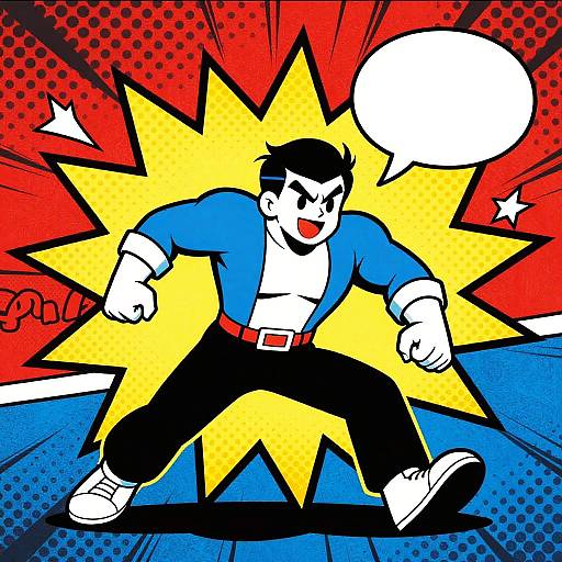 Dynamic Pop Art Comic Action Scene