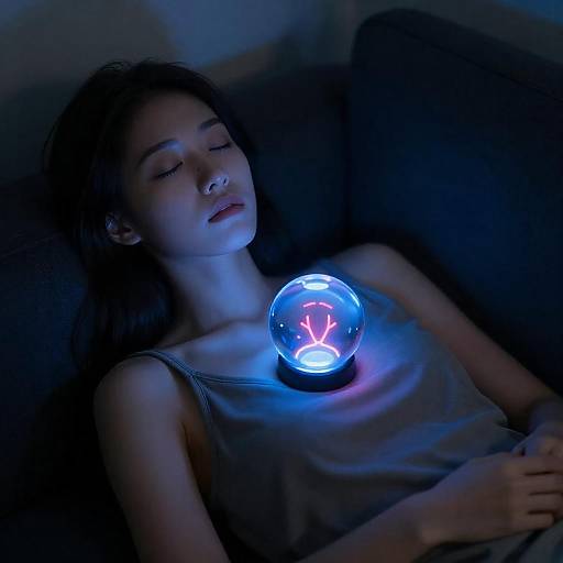 Reclining Woman with Neon Glass Orb