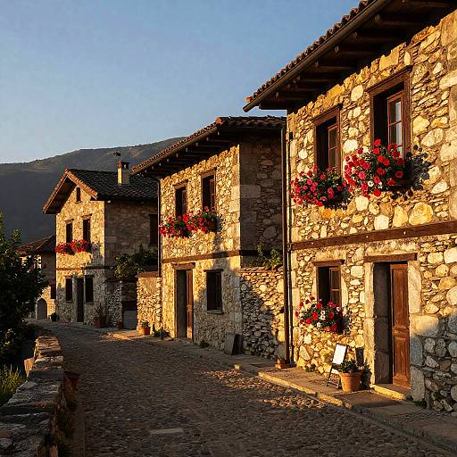 Sunset in Narrow Mountain Village