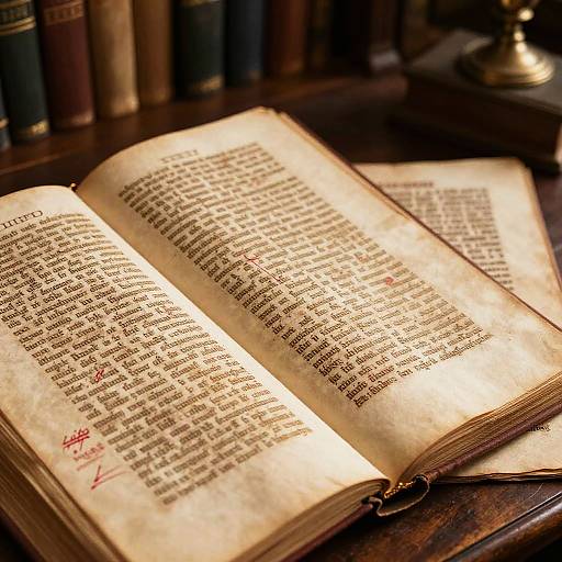 Ancient Manuscript with Red Ink Erratas