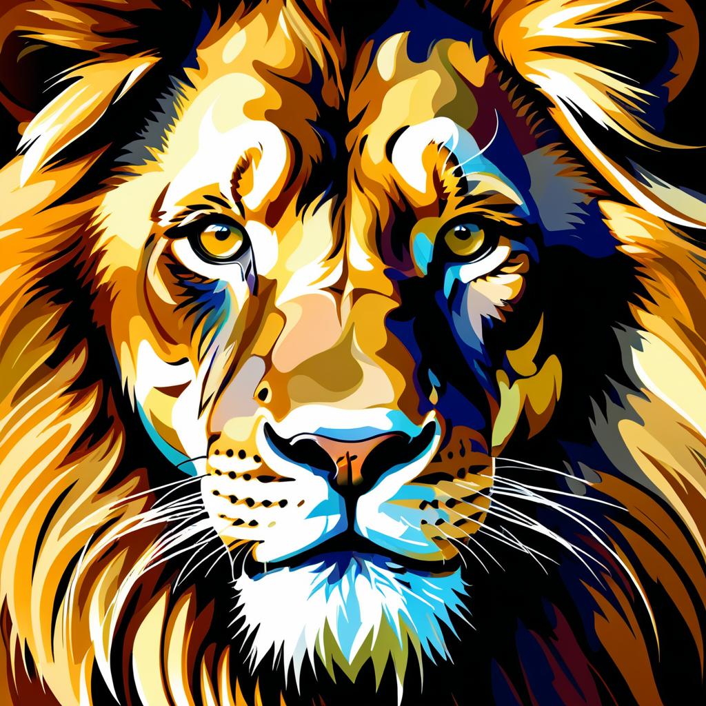 Soulful Lion Portrait in Vector Art