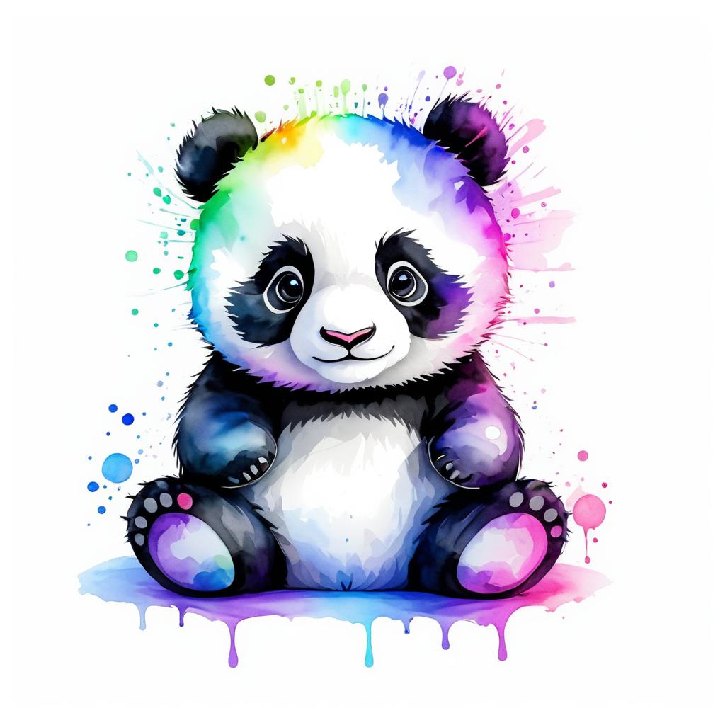 Cute Hand-Drawn Panda in Watercolor