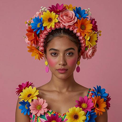 Vibrant Floral Portrait of a Woman