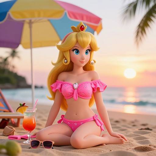 Princess Peach Tropical Beach Outfit