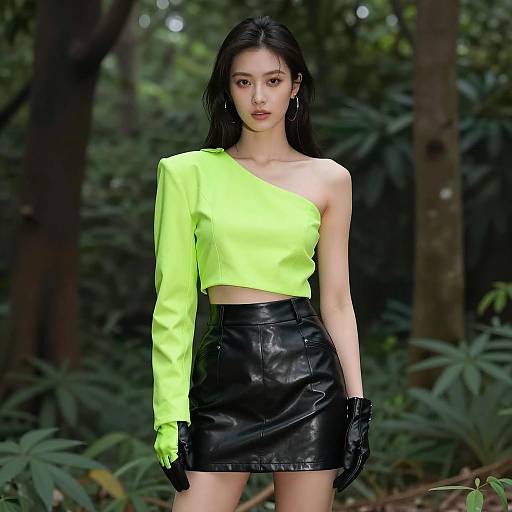 Bold Fashion in Lush Forest Setting