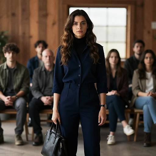 Stylish Woman in a Wooden Room