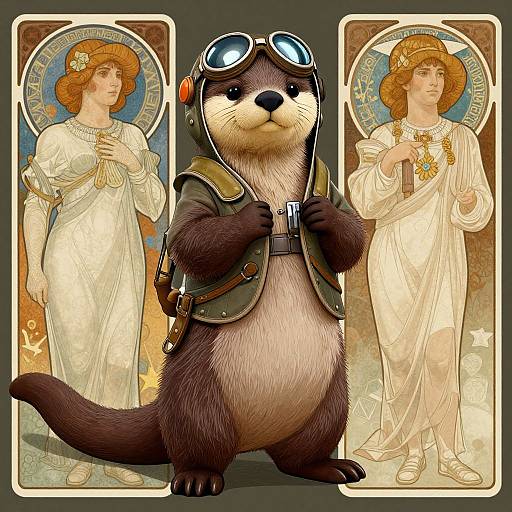 Anthropomorphic Otter Aviator Character