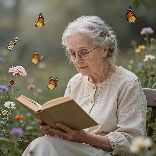 Elderly Woman's Enchanted Reading