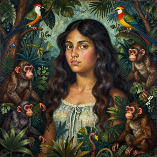 Jungle Dream Portrait in Naive Art