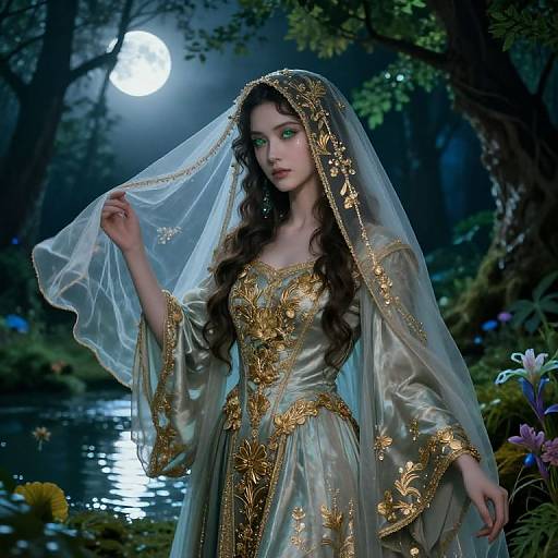 Renaissance Sorceress by Moonlit Pond
