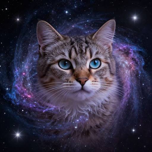 Celestial Feline Embracing Cosmos