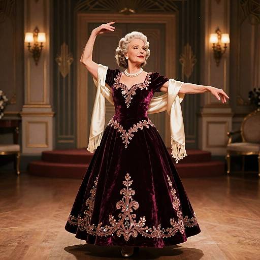 Elegant Elderly Hollywood Ballroom Dancer