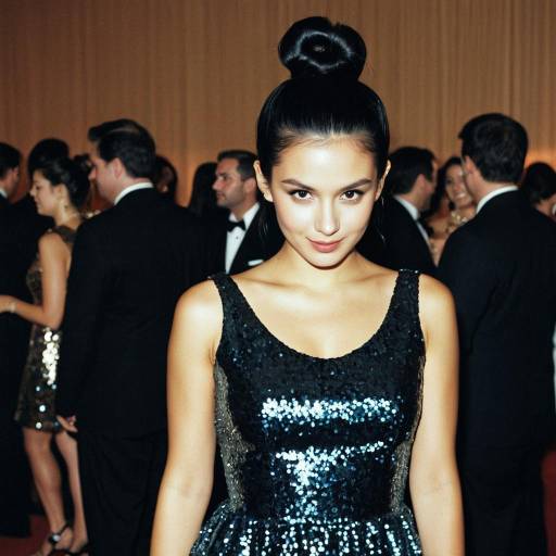 Elegant Woman in Black Sequin Dress at Party