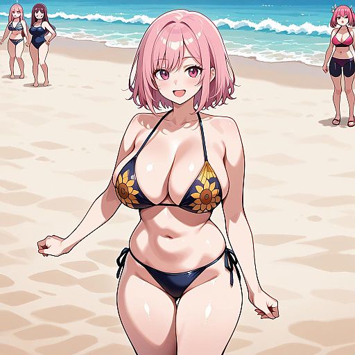 Vibrant Beach Scene with Artistic Flair