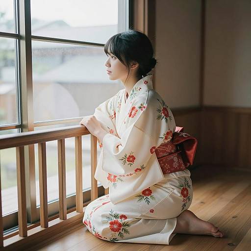 Elegant Asian Woman in Traditional Kimono