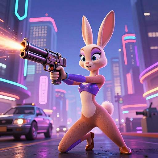Jessica Rabbit in Neon Futuristic Action