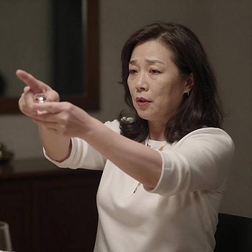 Middle-Aged Woman Aiming Glass Object