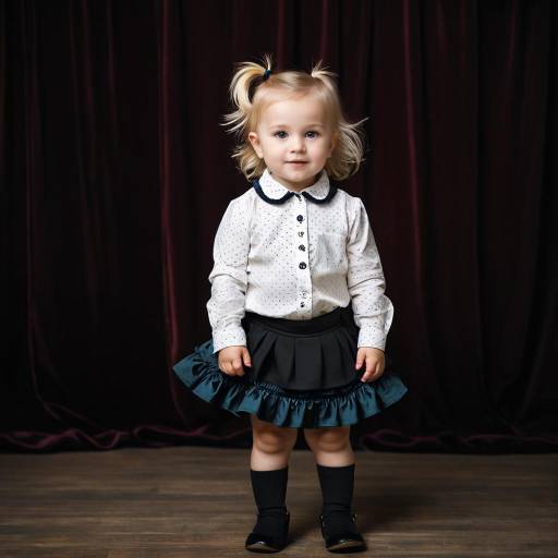 Adorable toddler girl in skirt