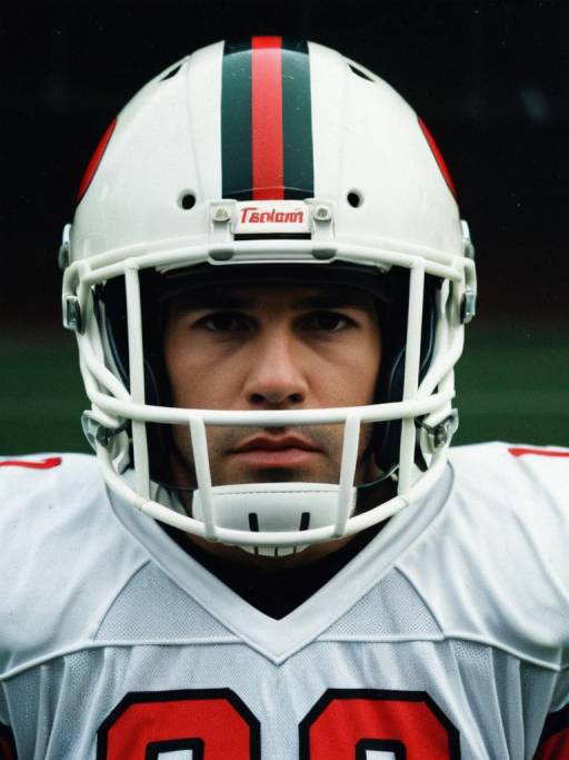 Close-up of Man in Football Jersey and Helmet