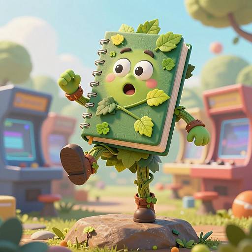 Anthropomorphic Book Character in Arcade