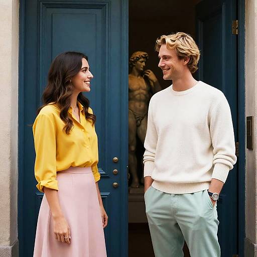 Charming Doorway Conversation Scene