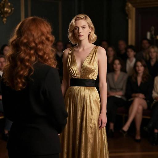 Elegant Woman in Dimly Lit Room