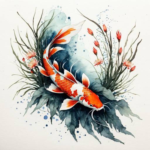 Mystical Koi Fish Watercolor