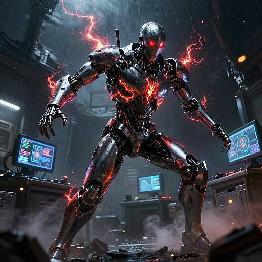 Biomechanical Assassin in Cybernetic Lab